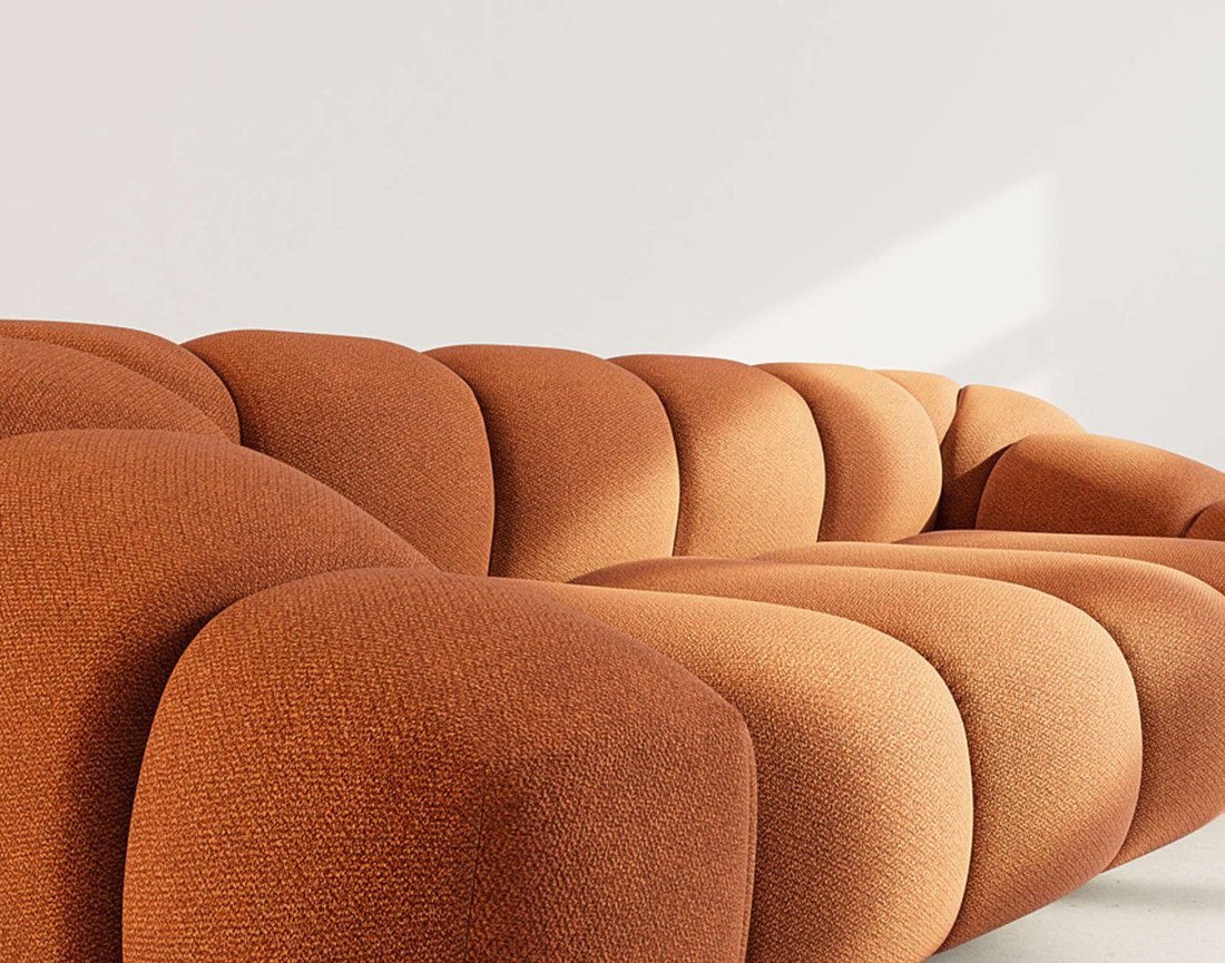 Canapé 3 places en velours texturé Ava