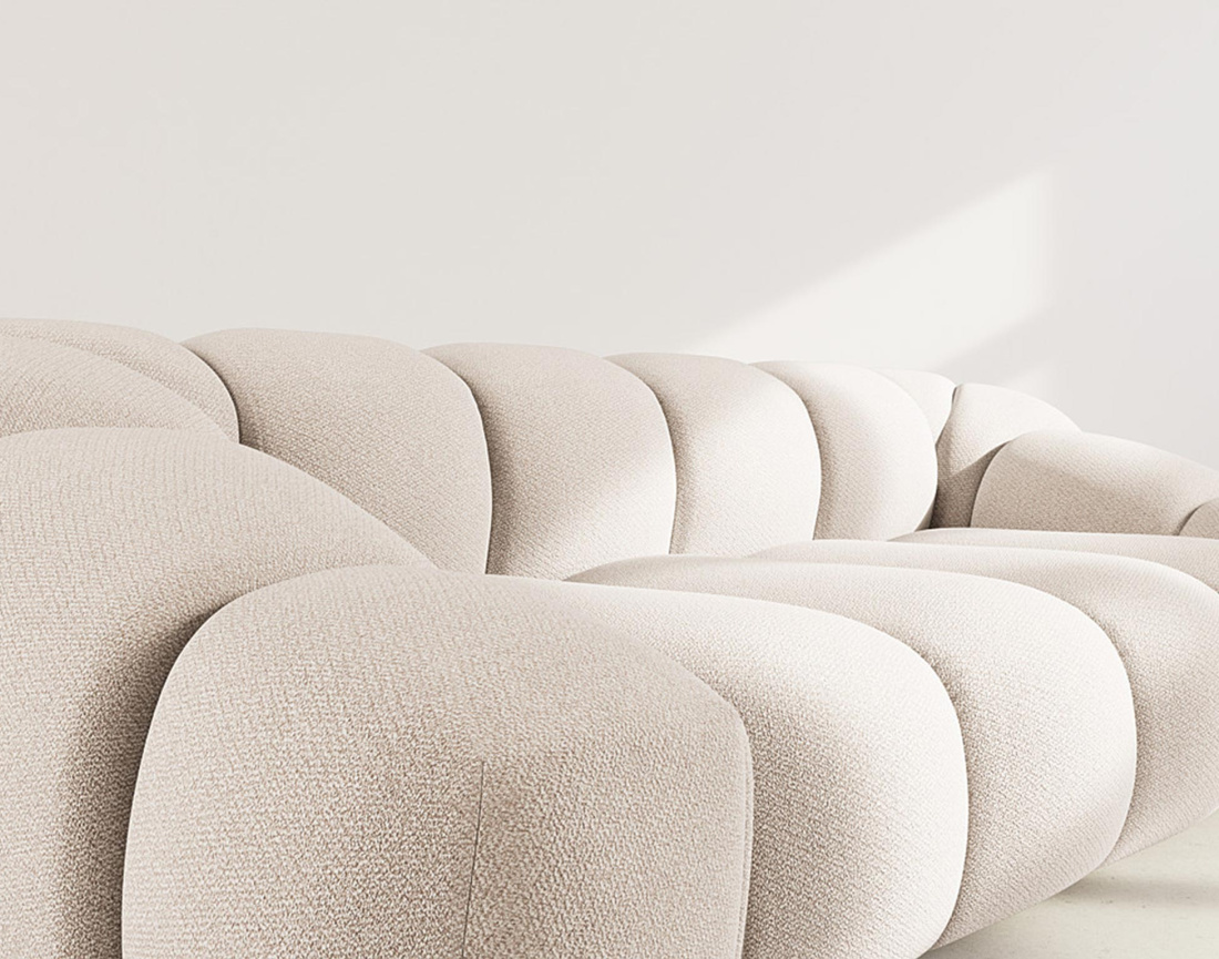 Canapé 3 places en velours texturé Ava