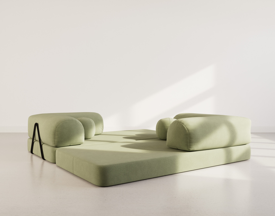 Canapé 3 places convertible en velours texturé Nebula