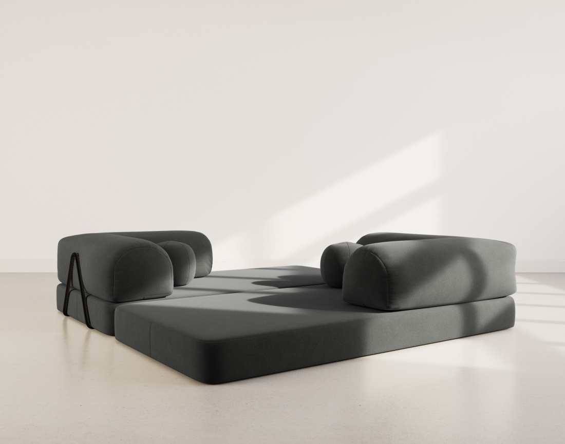 Canapé 3 places convertible en velours texturé Nebula