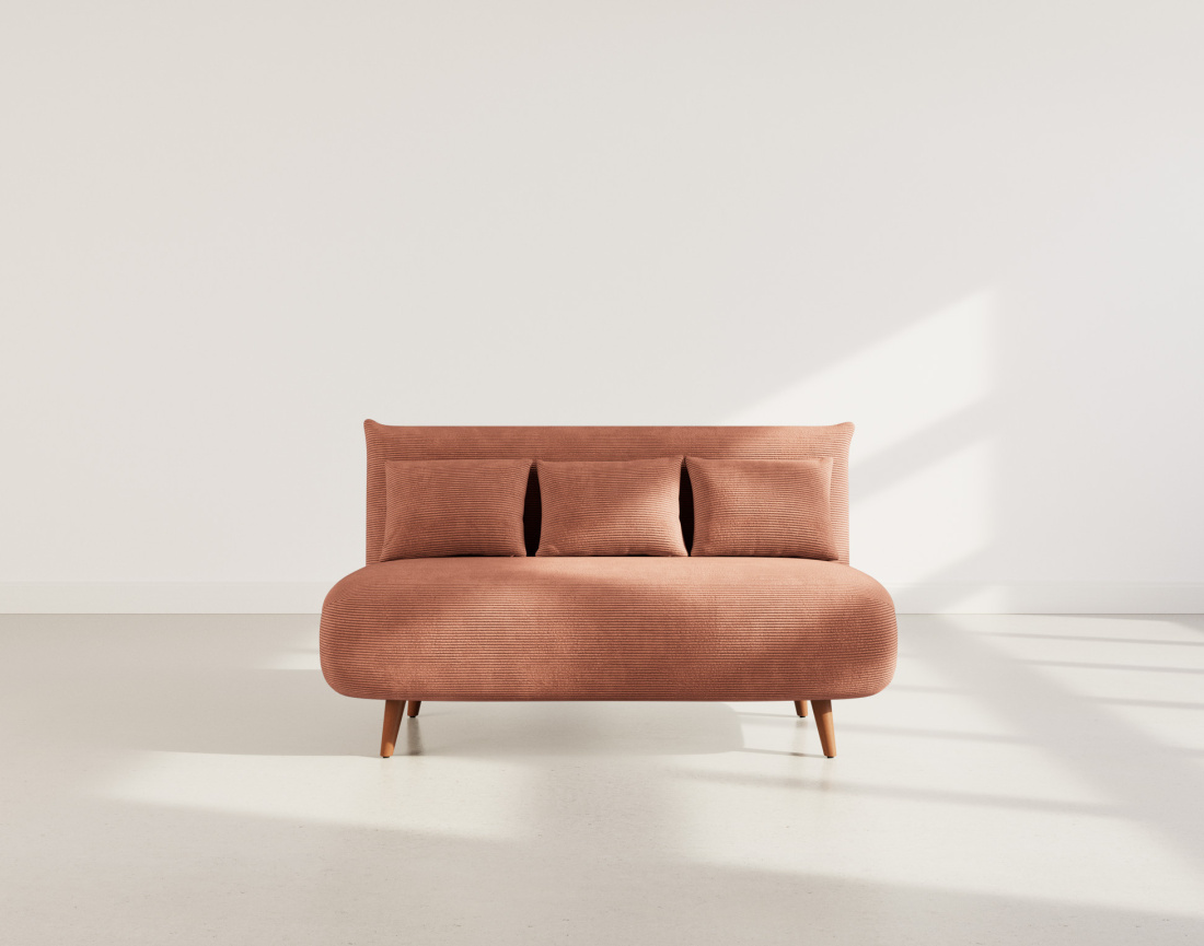 Banquette convertible clic-clac 2 places en velours côtelé Lumi