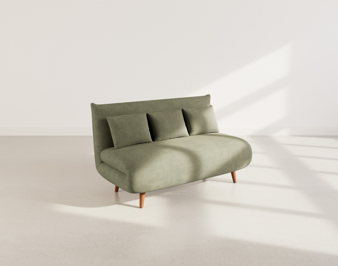 Banquette convertible clic-clac 2 places en velours côtelé Lumi