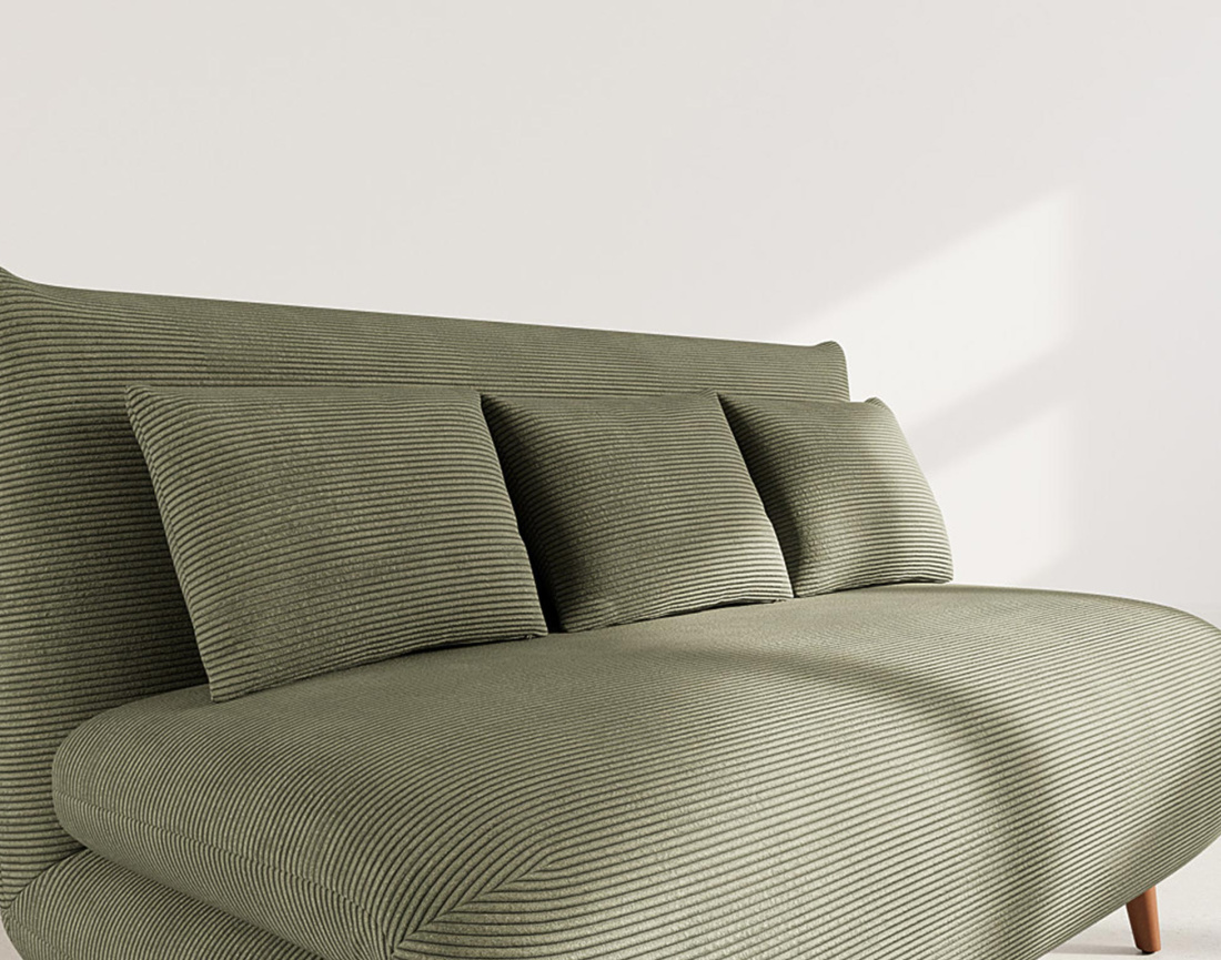 Banquette convertible clic-clac 2 places en velours côtelé Lumi