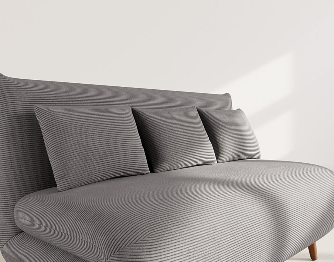 Banquette convertible clic-clac 2 places en velours côtelé Lumi