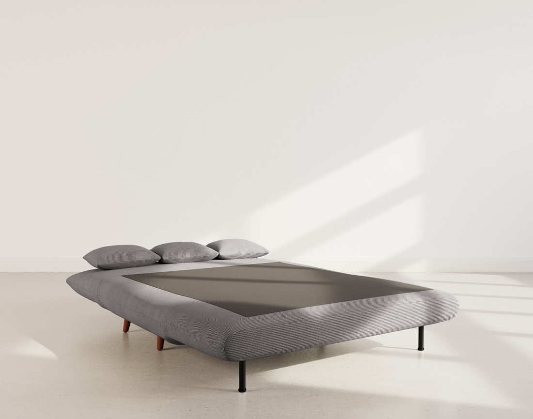 Banquette convertible clic-clac 2 places en velours côtelé Lumi