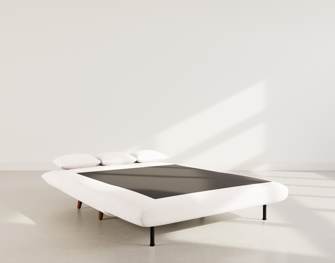 Banquette convertible clic-clac 2 places en velours côtelé Lumi