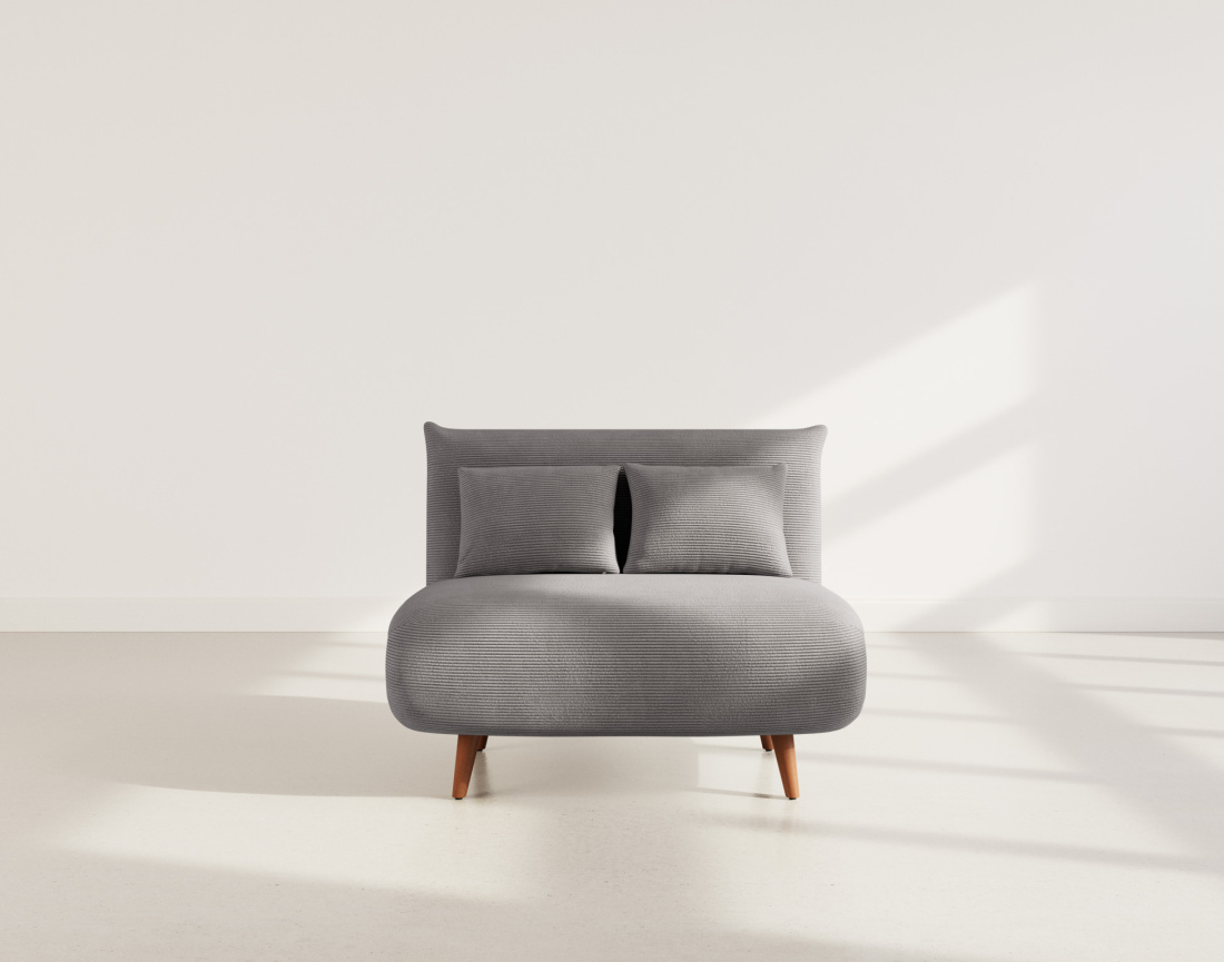 Banquette convertible clic-clac 1 place en velours côtelé Lumi