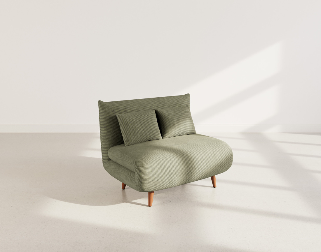 Banquette convertible clic-clac 1 place en velours côtelé Lumi