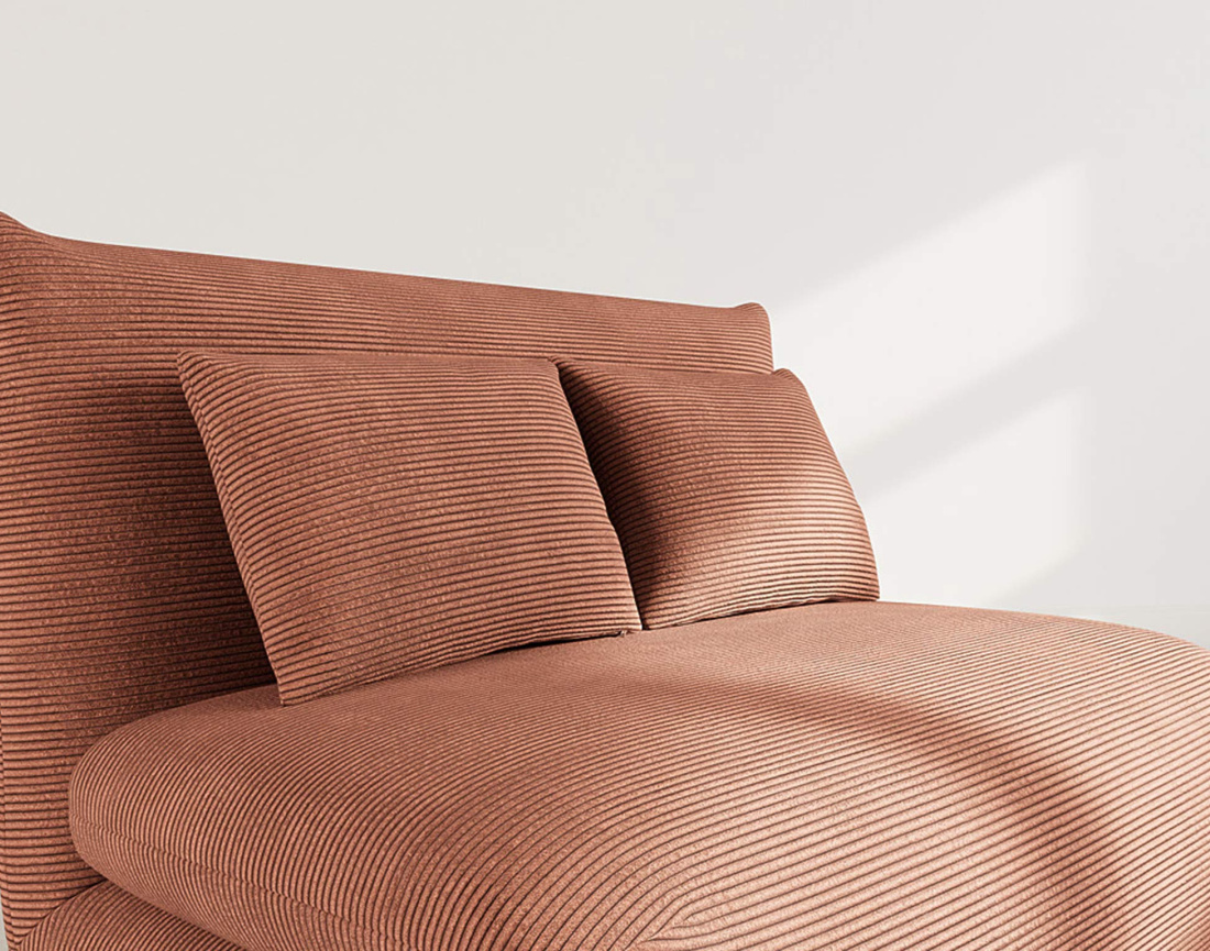 Banquette convertible clic-clac 1 place en velours côtelé Lumi