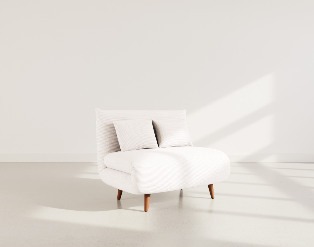 Banquette convertible clic-clac 1 place en velours côtelé Lumi