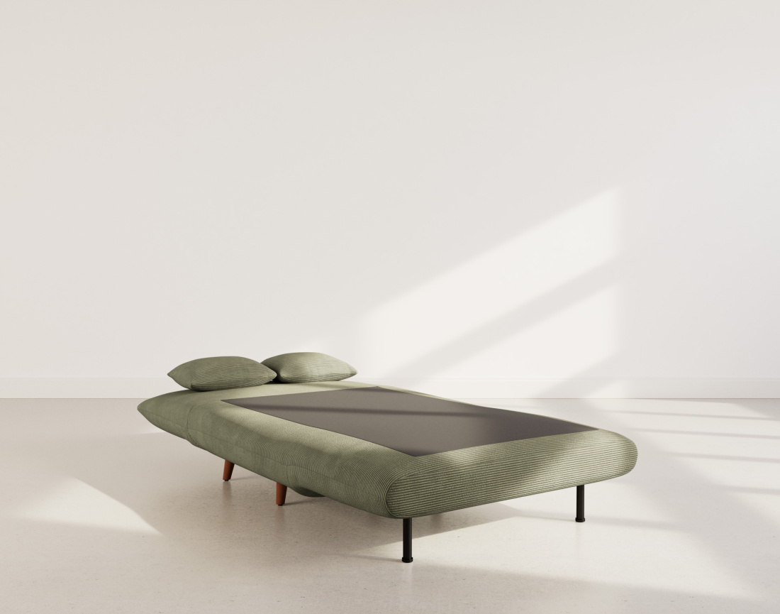 Banquette convertible clic-clac 1 place en velours côtelé Lumi