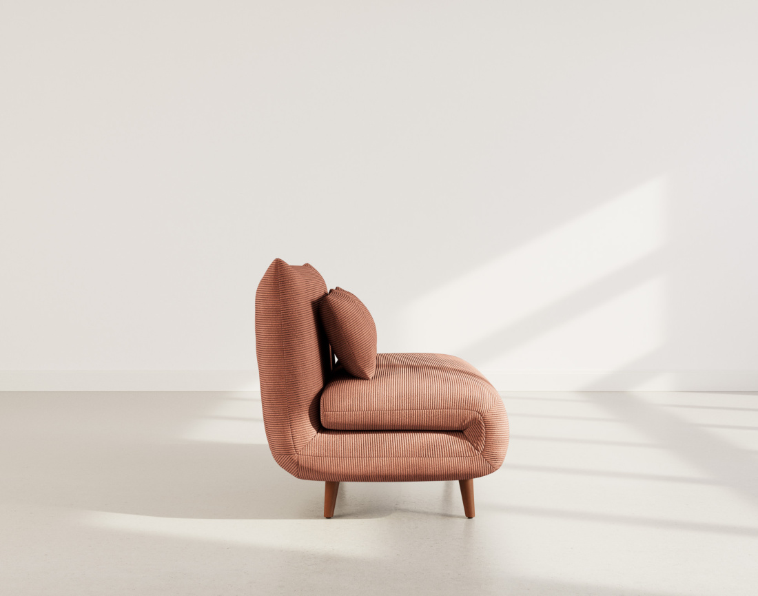 Banquette convertible clic-clac 1 place en velours côtelé Lumi