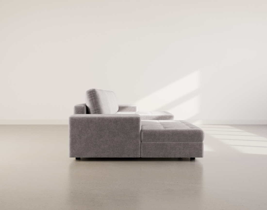 Canapé panoramique en U 7 places convertible avec coffre en velours texturé Bastian