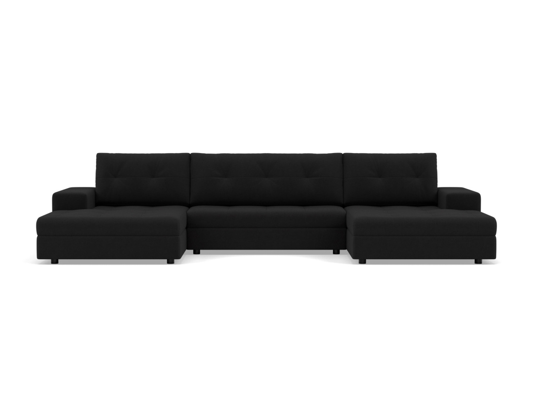 Canapé panoramique en U 7 places convertible avec coffre en velours texturé Bastian