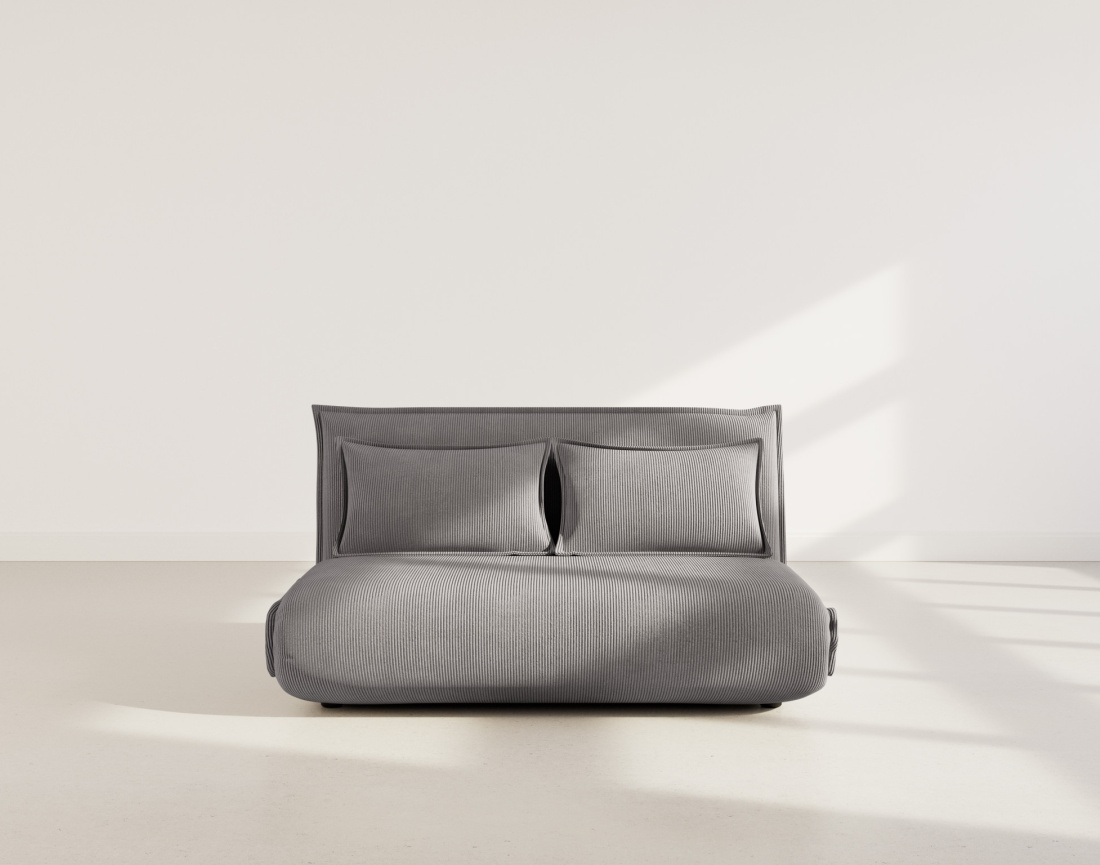 Banquette 2 places convertible clic-clac en velours côtelé Candice