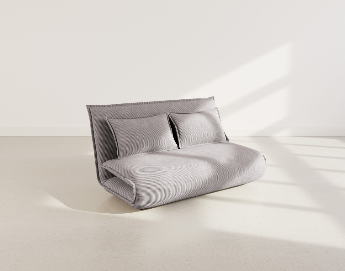 Banquette 2 places convertible clic-clac en velours côtelé Candice