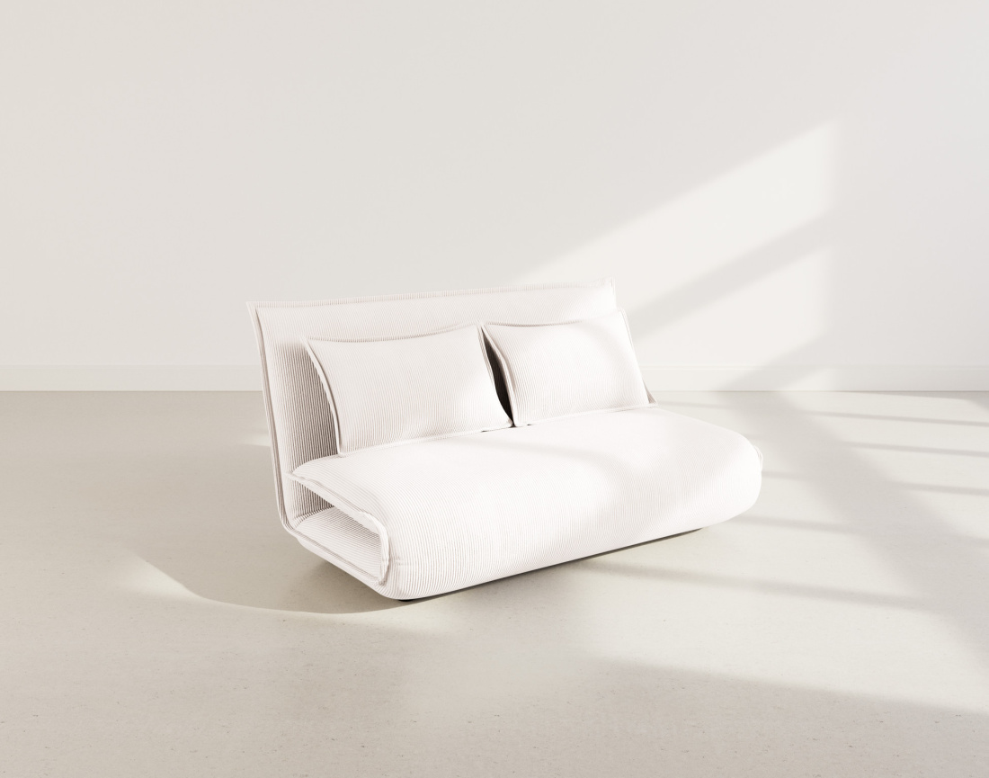 Banquette 2 places convertible clic-clac en velours côtelé Candice