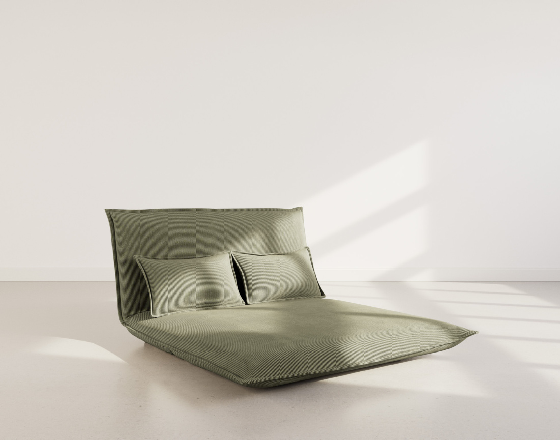 Banquette 2 places convertible clic-clac en velours côtelé Candice