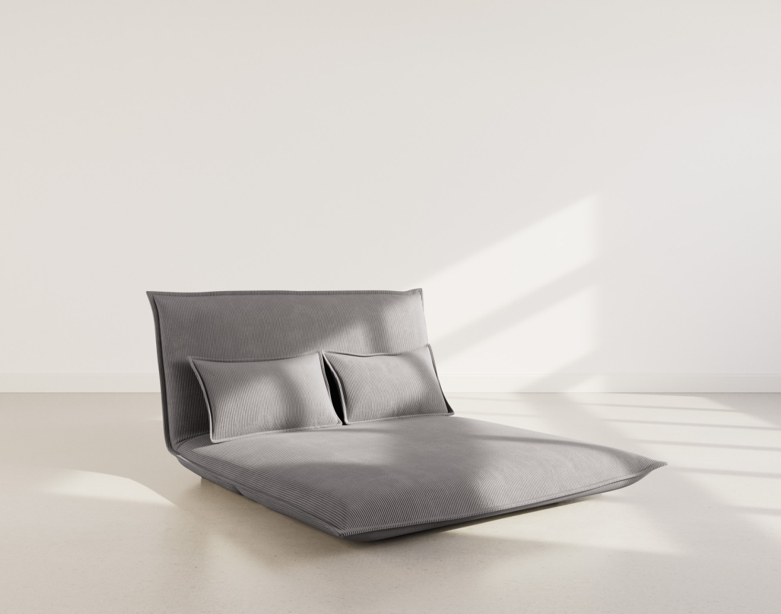 Banquette 2 places convertible clic-clac en velours côtelé Candice