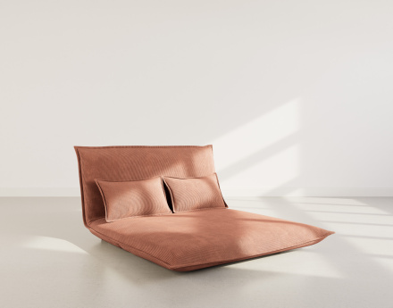 Banquette 2 places convertible clic-clac en velours côtelé Candice