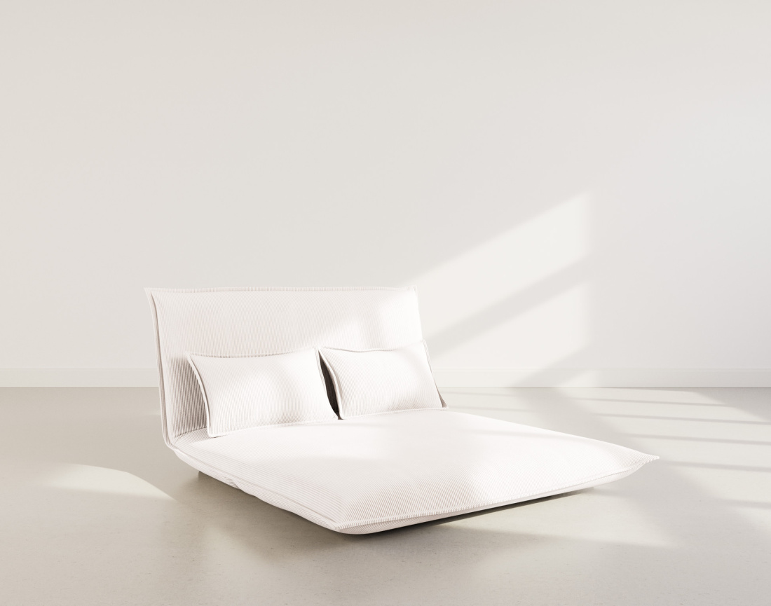 Banquette 2 places convertible clic-clac en velours côtelé Candice