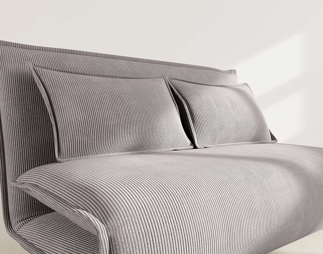 Banquette 2 places convertible clic-clac en velours côtelé Candice