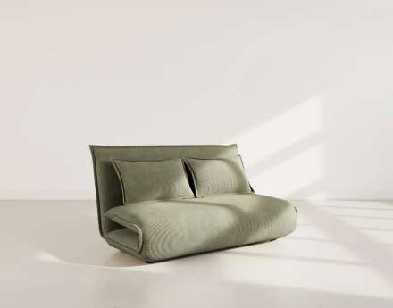 Banquette 2 places convertible clic-clac en velours côtelé Candice