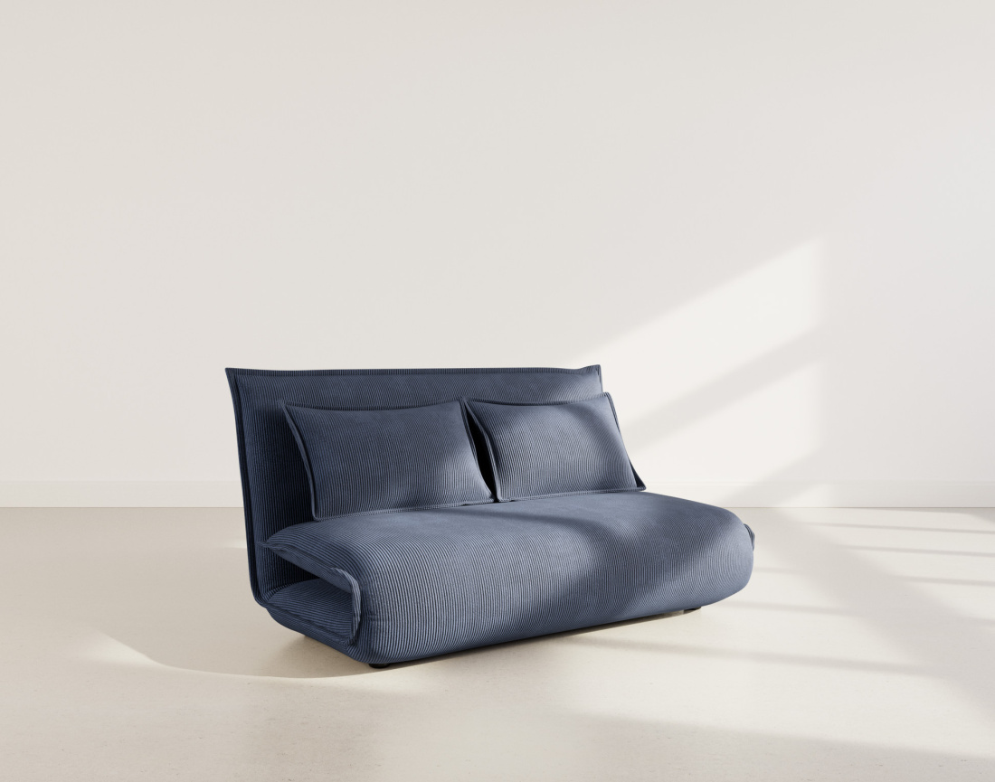 Banquette 2 places convertible clic-clac en velours côtelé Candice