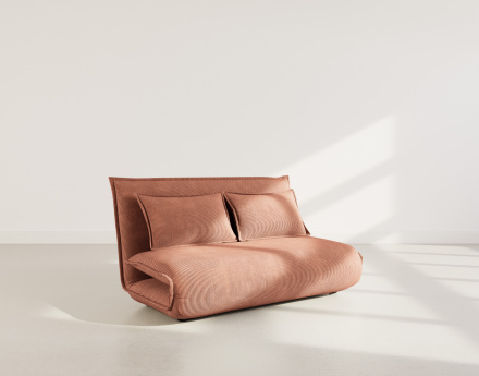 Banquette 2 places convertible clic-clac en velours côtelé Candice