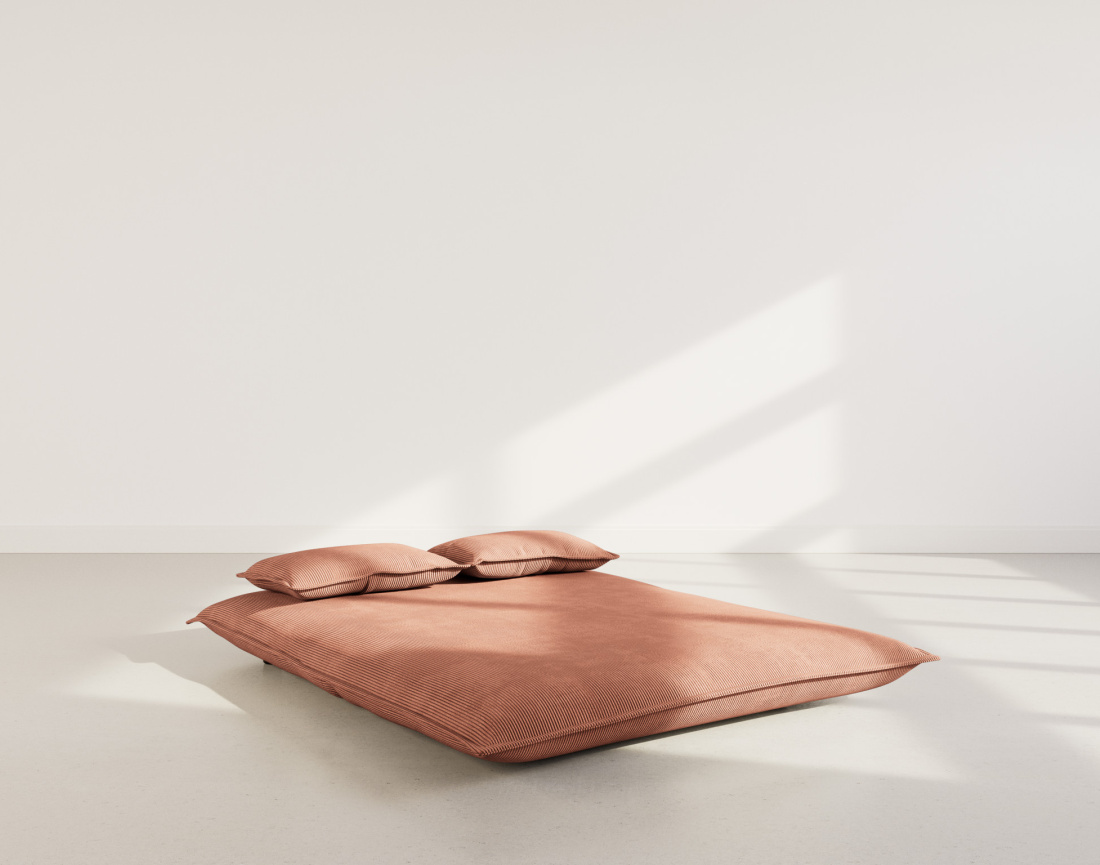 Banquette 2 places convertible clic-clac en velours côtelé Candice