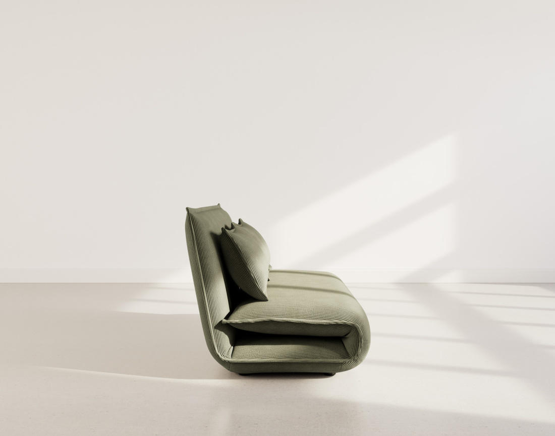 Banquette 2 places convertible clic-clac en velours côtelé Candice