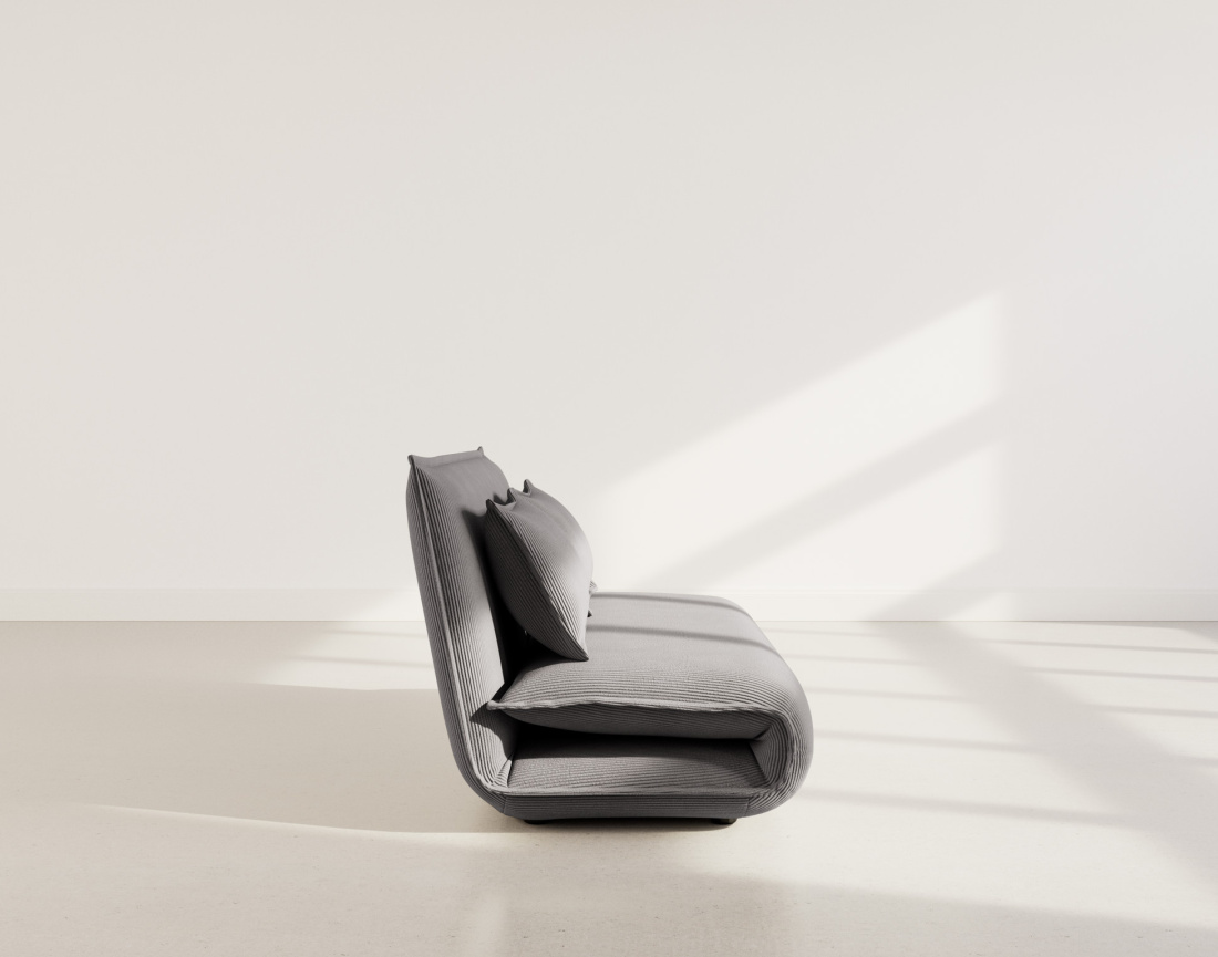 Banquette 2 places convertible clic-clac en velours côtelé Candice