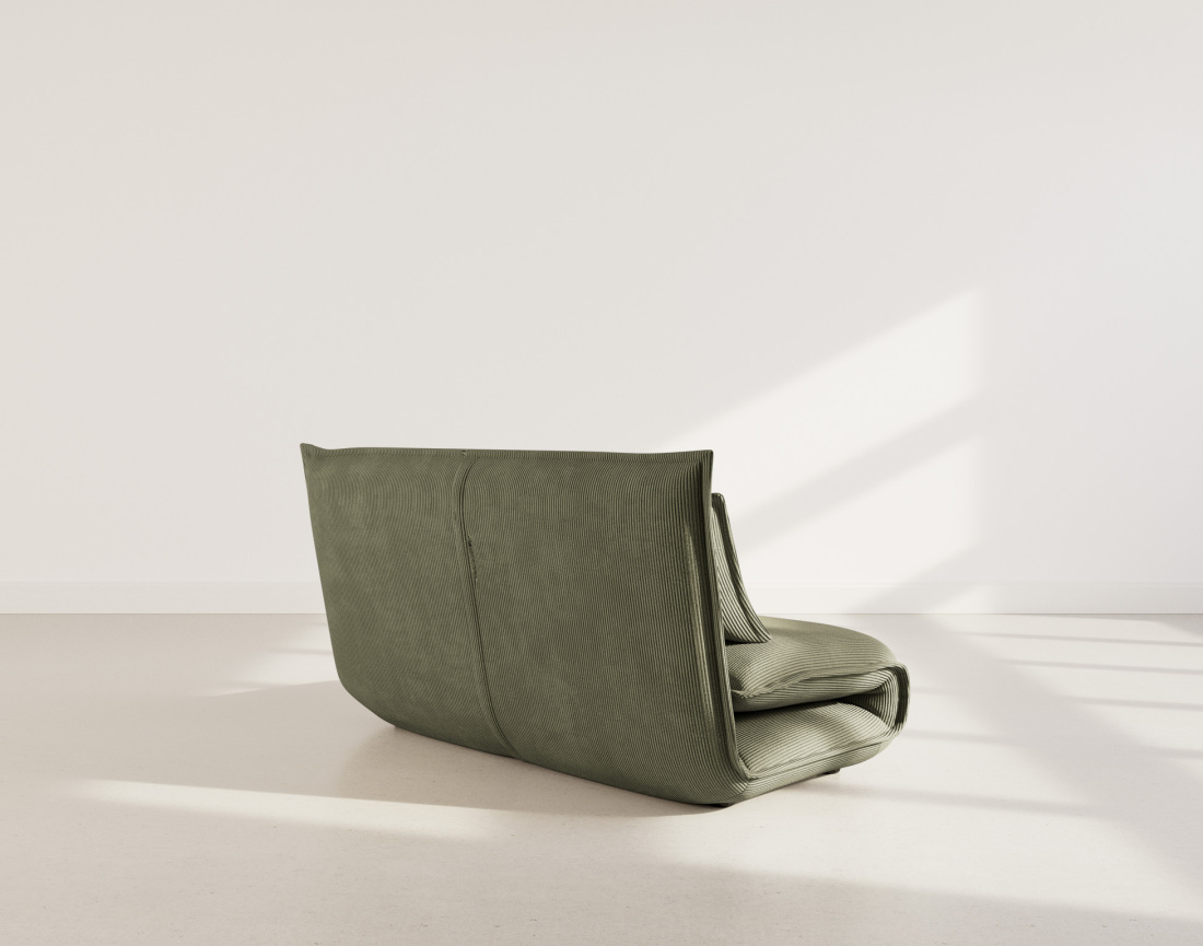 Banquette 2 places convertible clic-clac en velours côtelé Candice