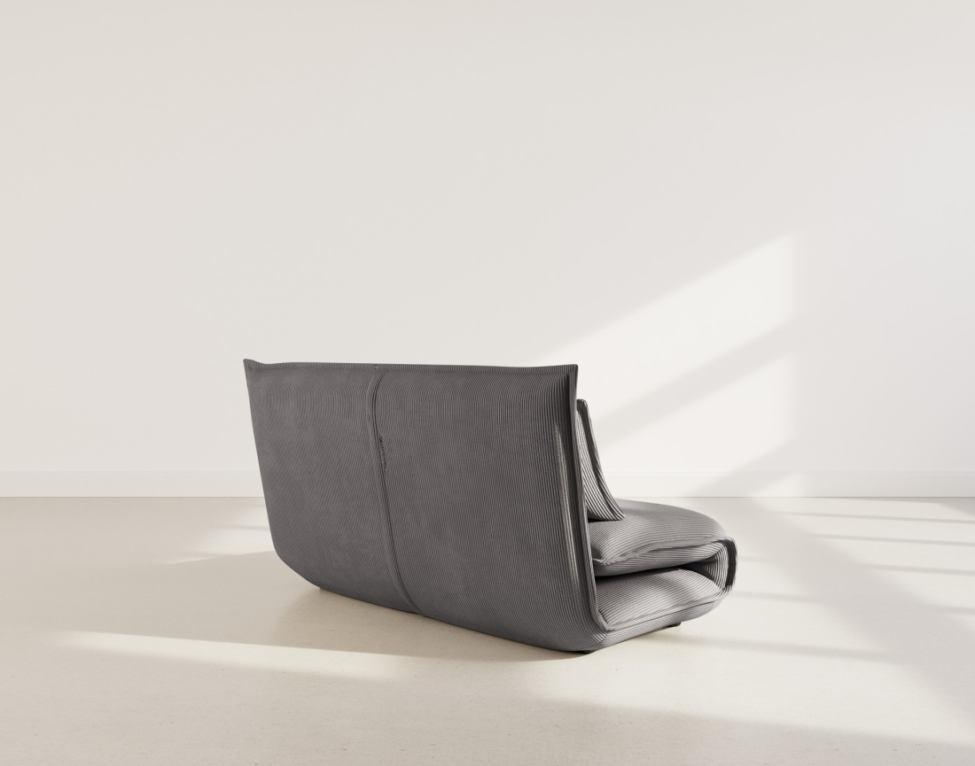 Banquette 2 places convertible clic-clac en velours côtelé Candice