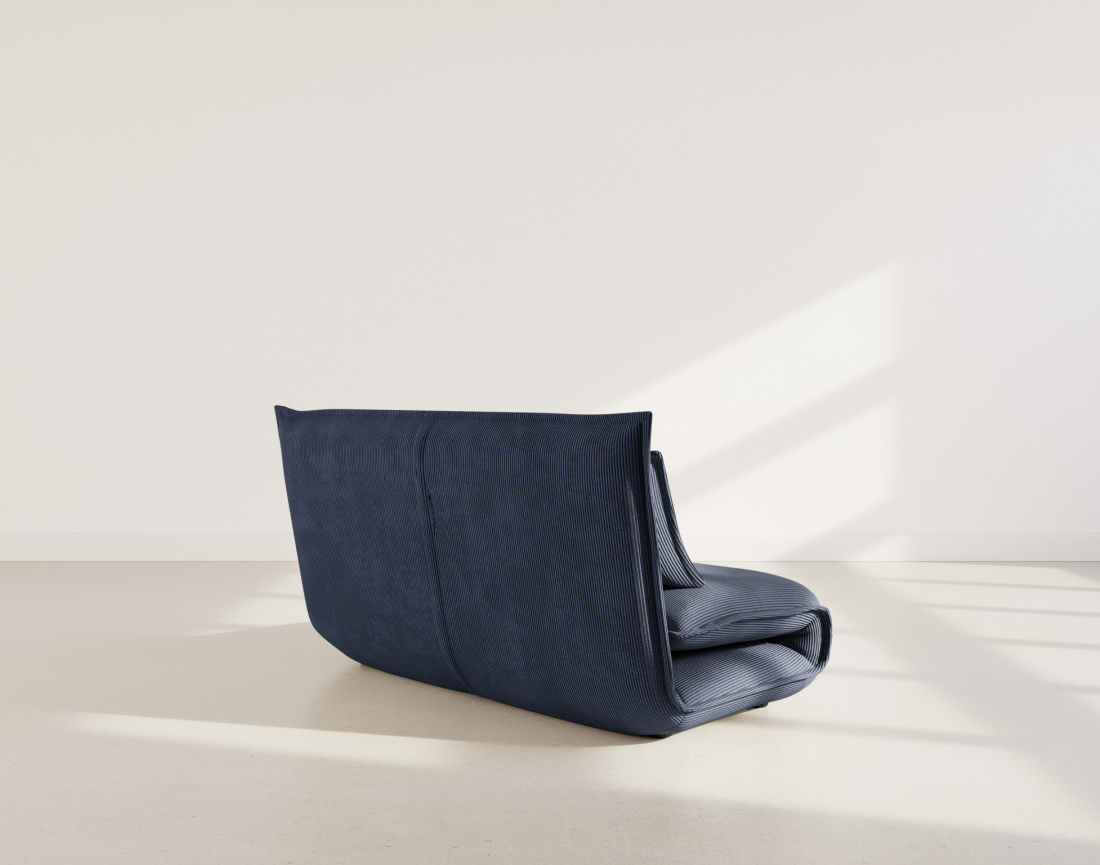 Banquette 2 places convertible clic-clac en velours côtelé Candice