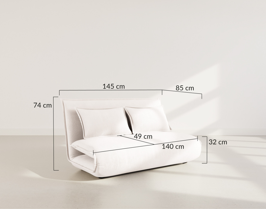 Banquette 2 places convertible clic-clac en velours côtelé Candice