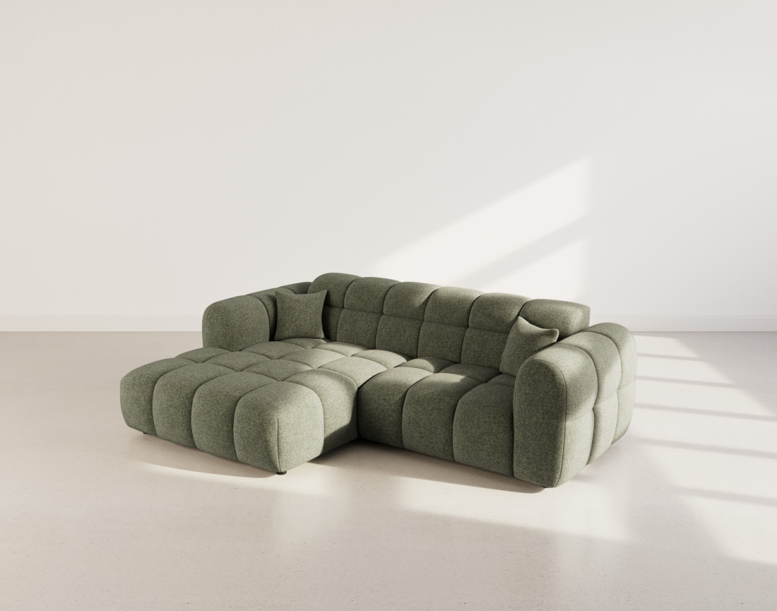 Canapé d'angle gauche 4 places en tissu texturé Mini Ray