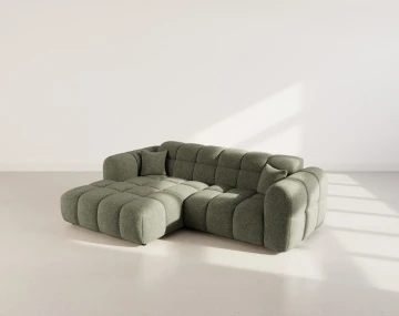 Canapé d'angle gauche 4 places en tissu texturé Mini Ray