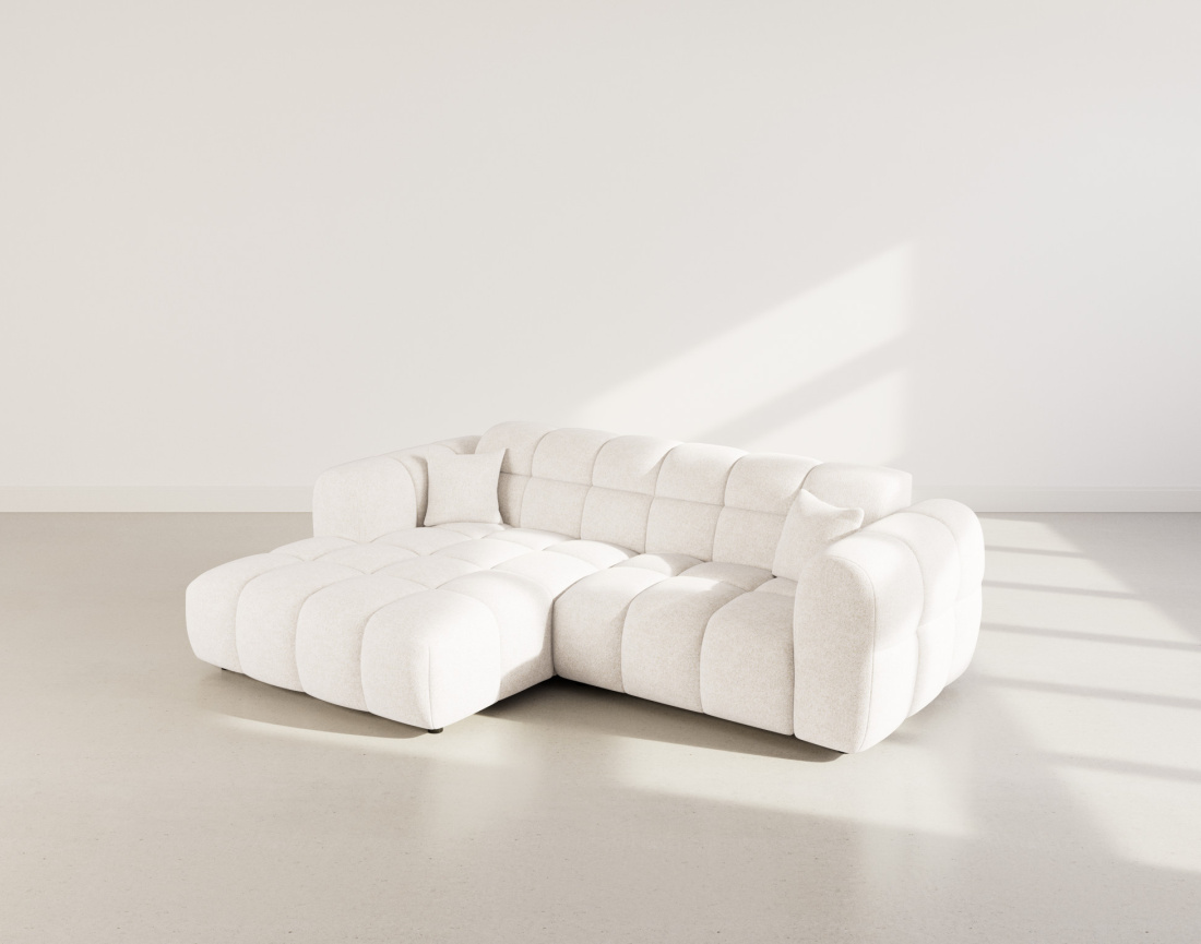 Canapé d'angle gauche 4 places en tissu texturé Mini Ray