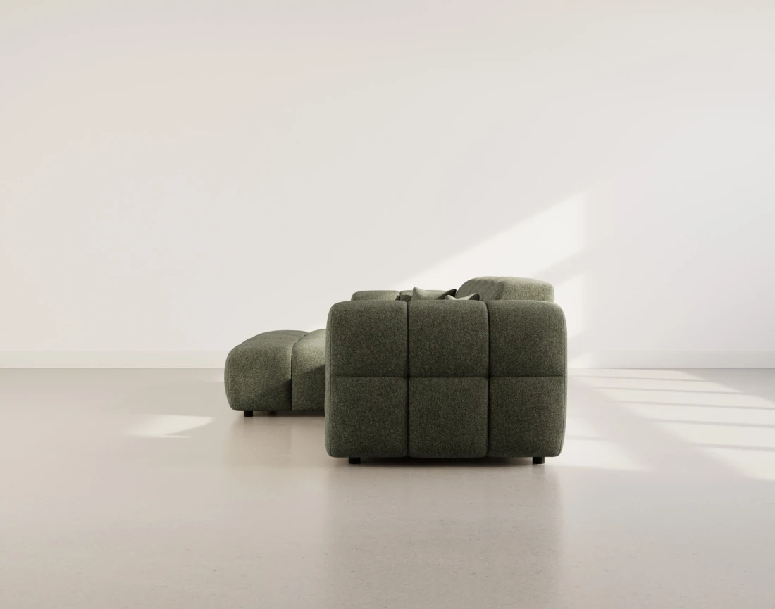 Canapé d'angle gauche 4 places en tissu texturé Mini Ray