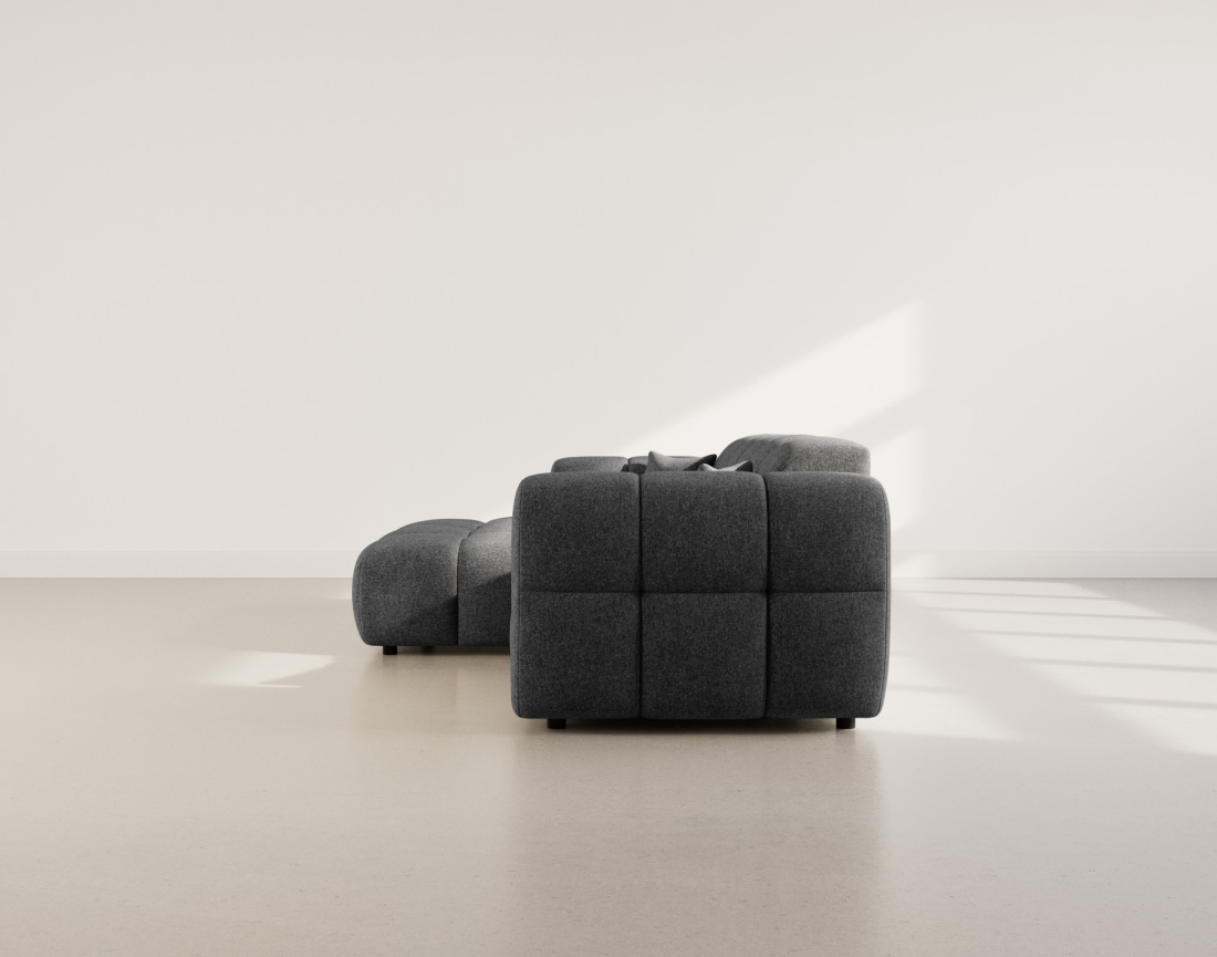 Canapé d'angle gauche 4 places en tissu texturé Mini Ray