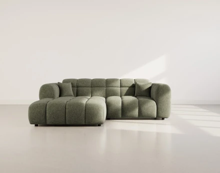 Canapé d'angle gauche 4 places en tissu texturé Mini Ray