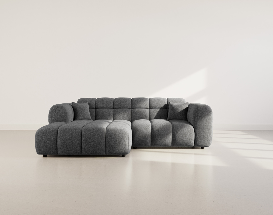 Canapé d'angle gauche 4 places en tissu texturé Mini Ray