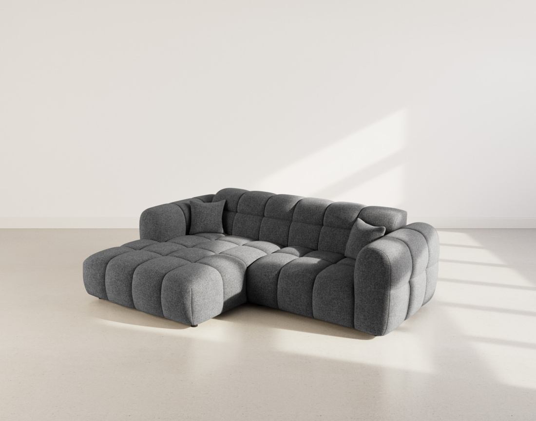 Canapé d'angle gauche 4 places en tissu texturé Mini Ray