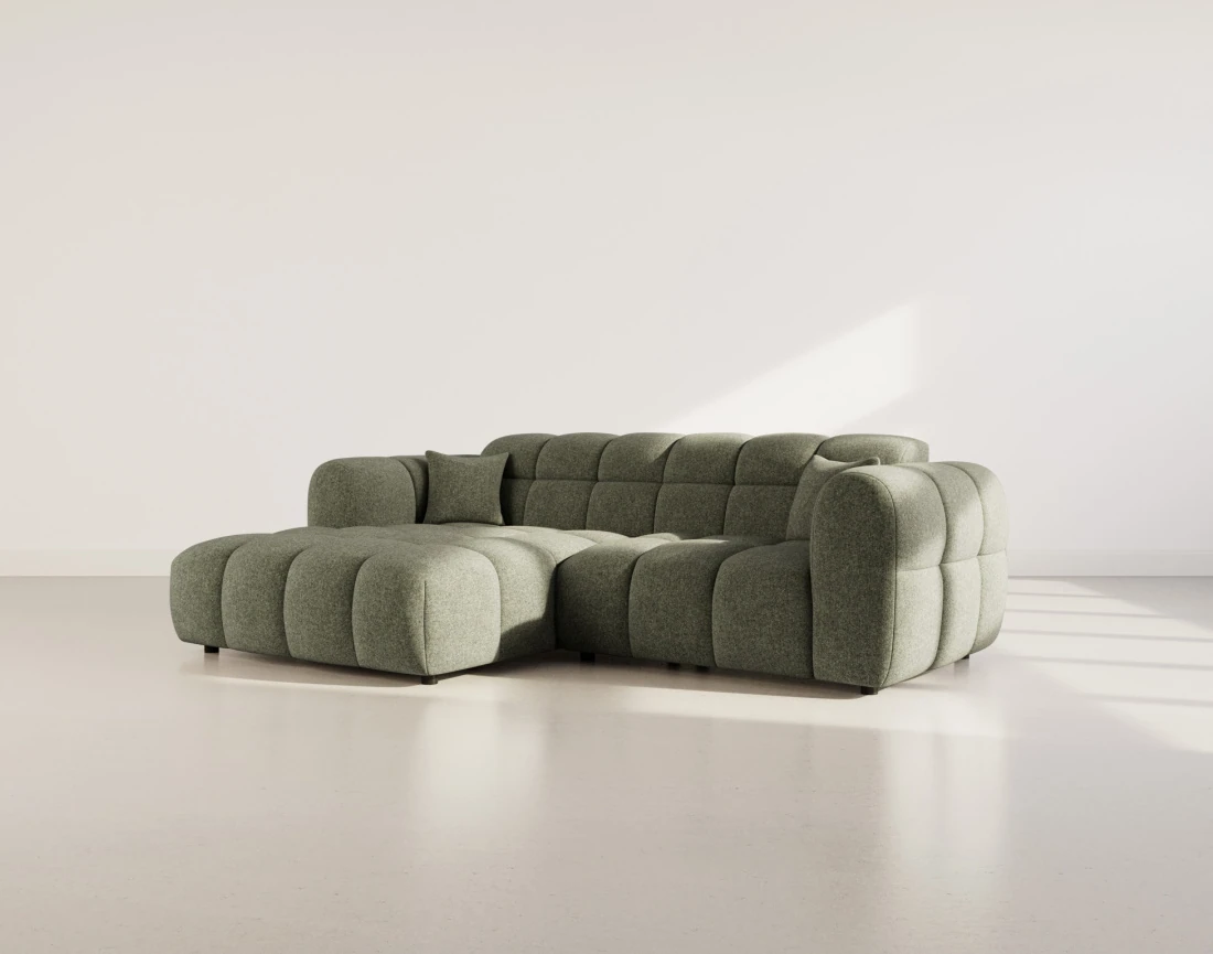 Canapé d'angle gauche 4 places en tissu texturé Mini Ray