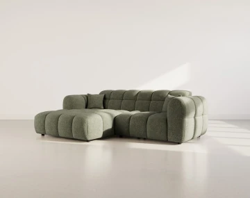 Canapé d'angle gauche 4 places en tissu texturé Mini Ray
