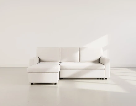 Canapé d’angle 4 places en tissu convertible avec coffre Meiya