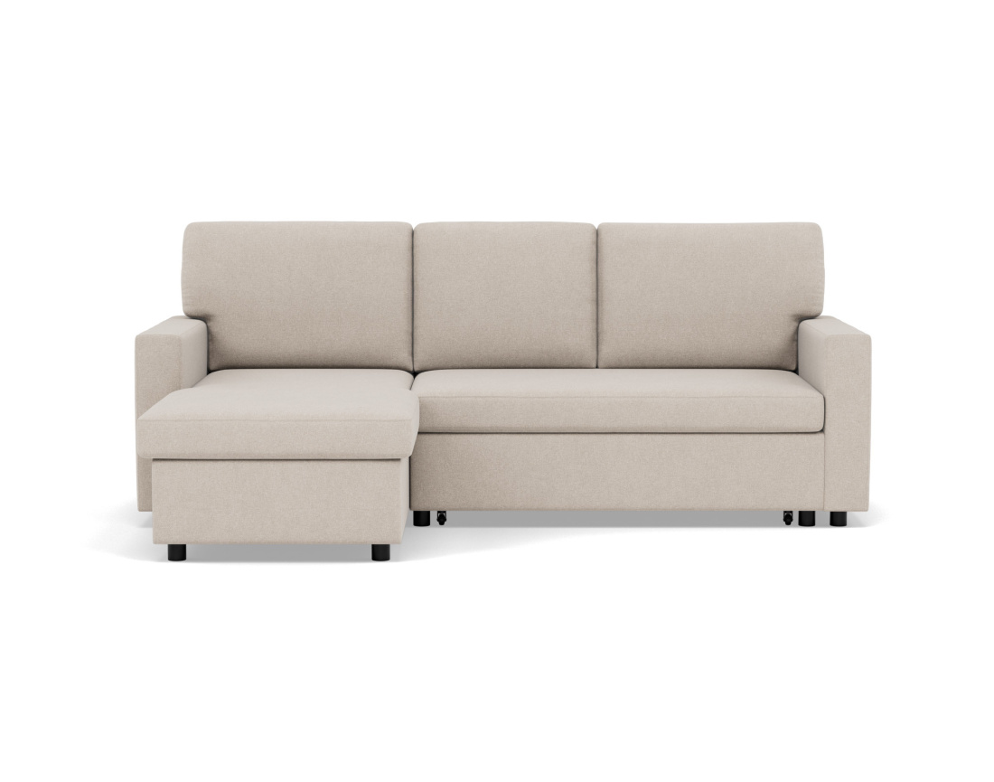 Canapé d’angle 4 places en tissu convertible avec coffre Meiya