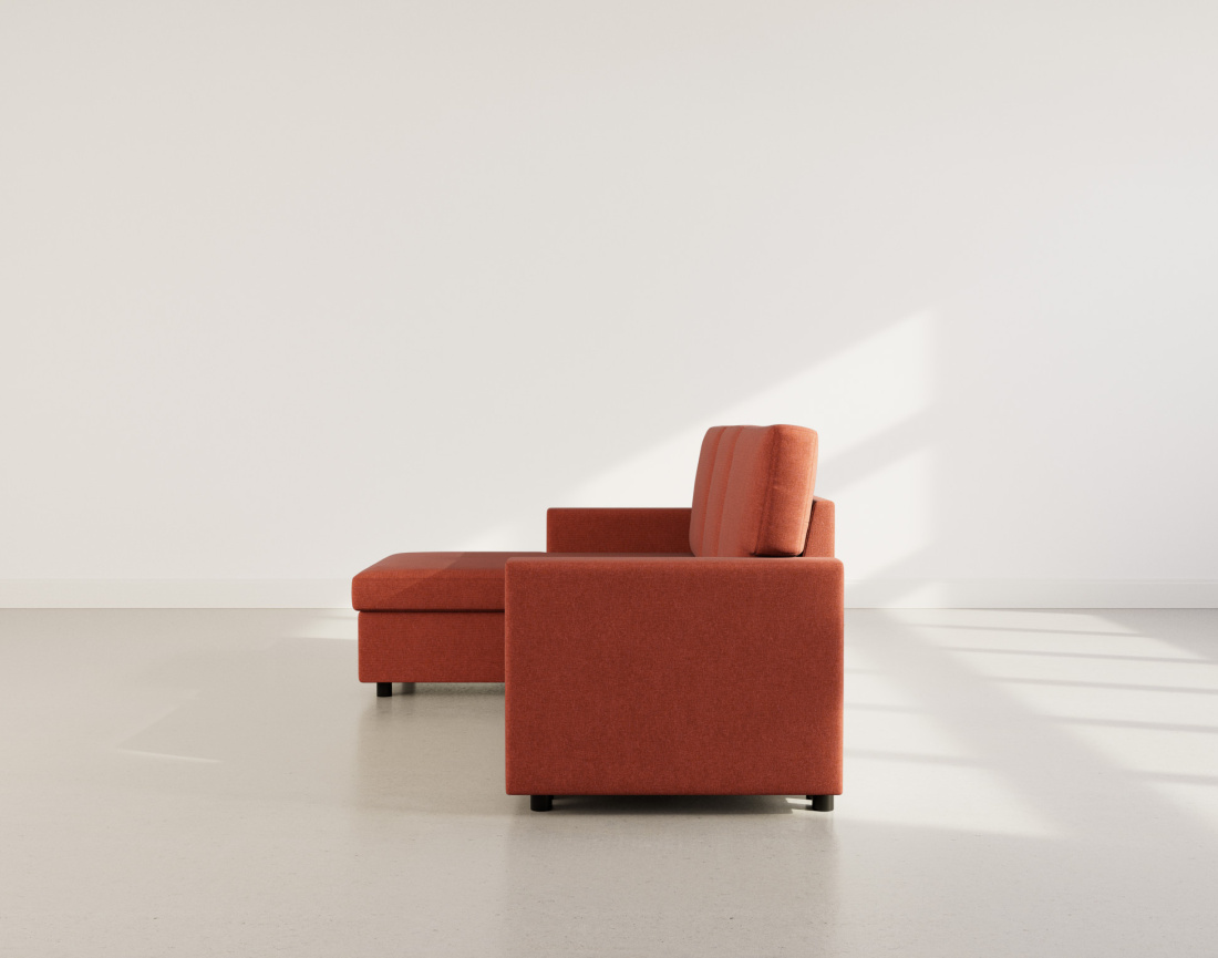 Canapé d’angle 4 places en tissu convertible avec coffre Meiya