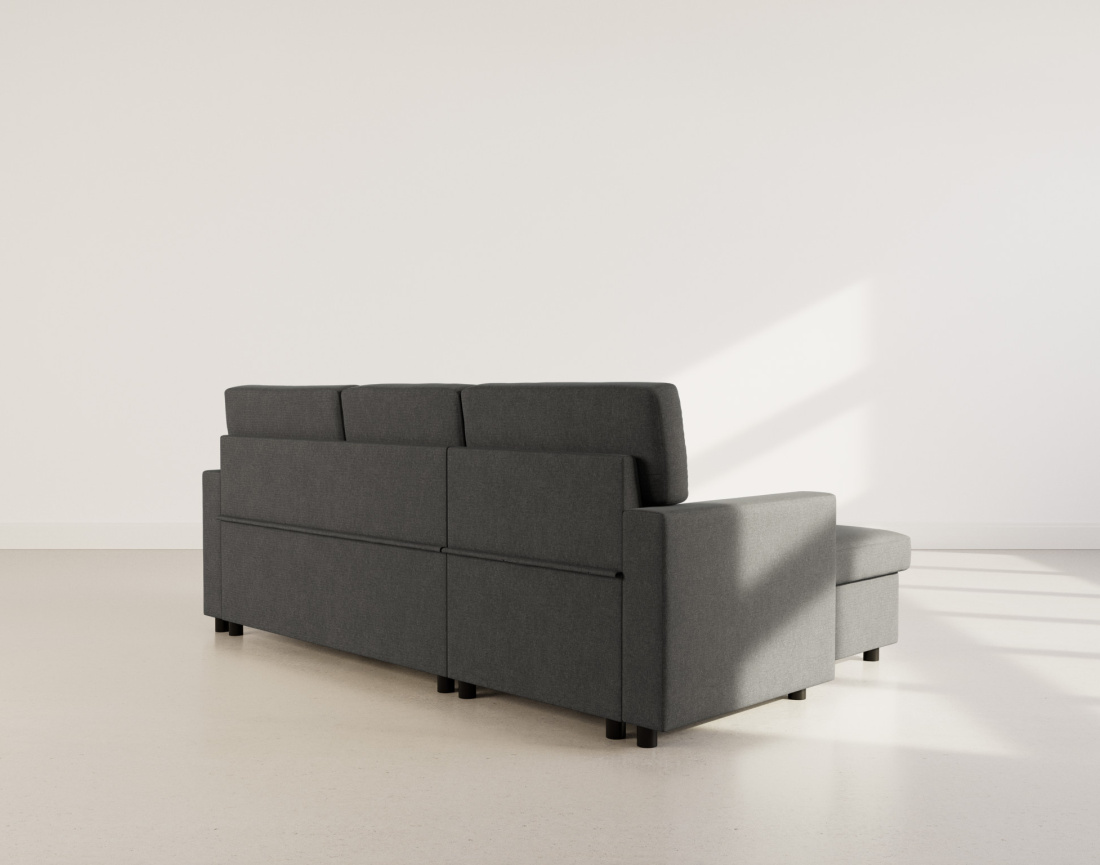 Canapé d’angle 4 places en tissu convertible avec coffre Meiya